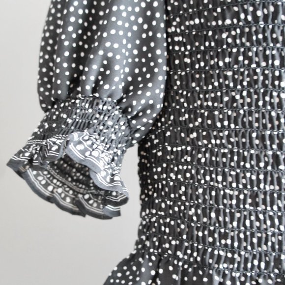 Max Studio Polka Dot Square Neck Black & White Top - Picture 4 of 13